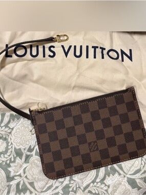 Louis Vuitton Brown Damier Ebene Zip Pouch with Gold Hardware